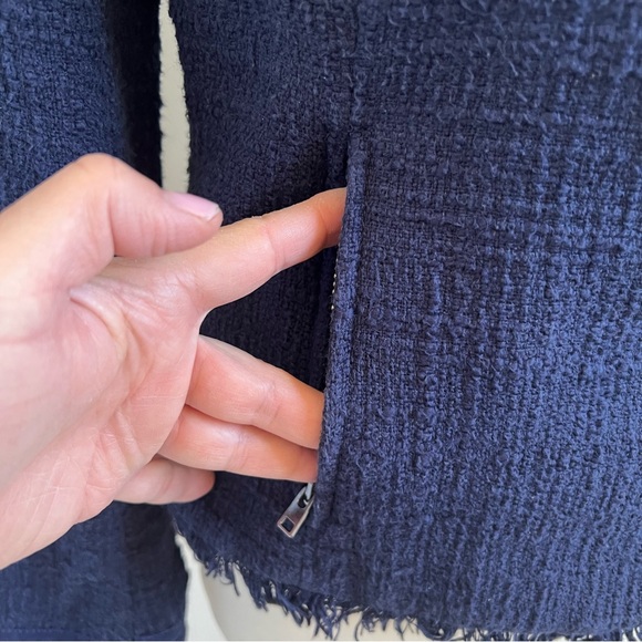 J. Crew E8493 Navy Blue Tweed Motorcycle Jacket Blazer Women’s Size 6 - Picture 5 of 10